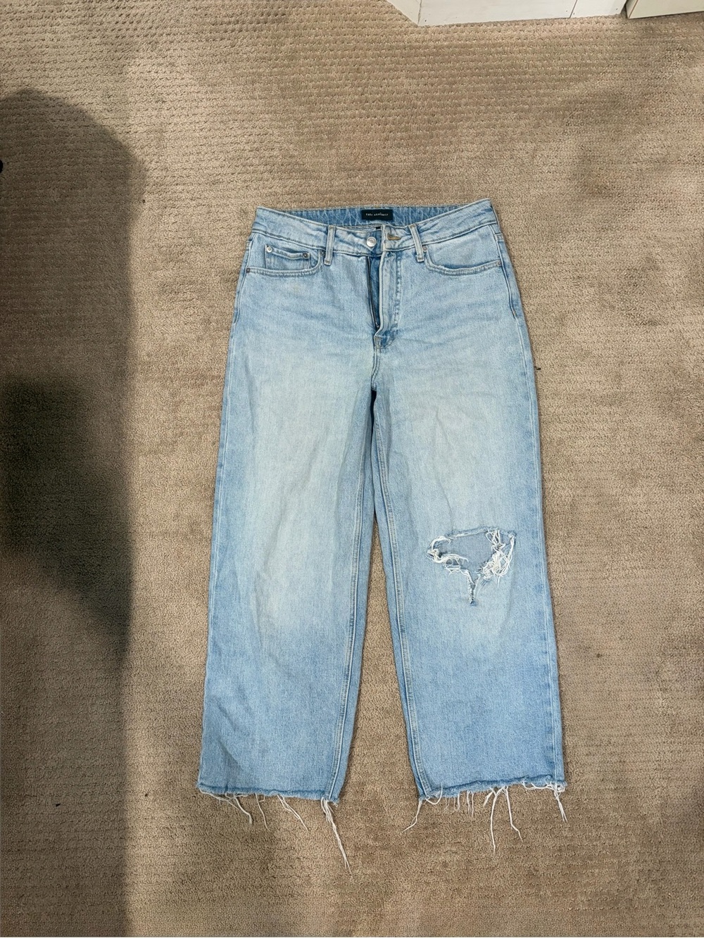 Light Blue Distressed Straight-Leg Women's Jeans